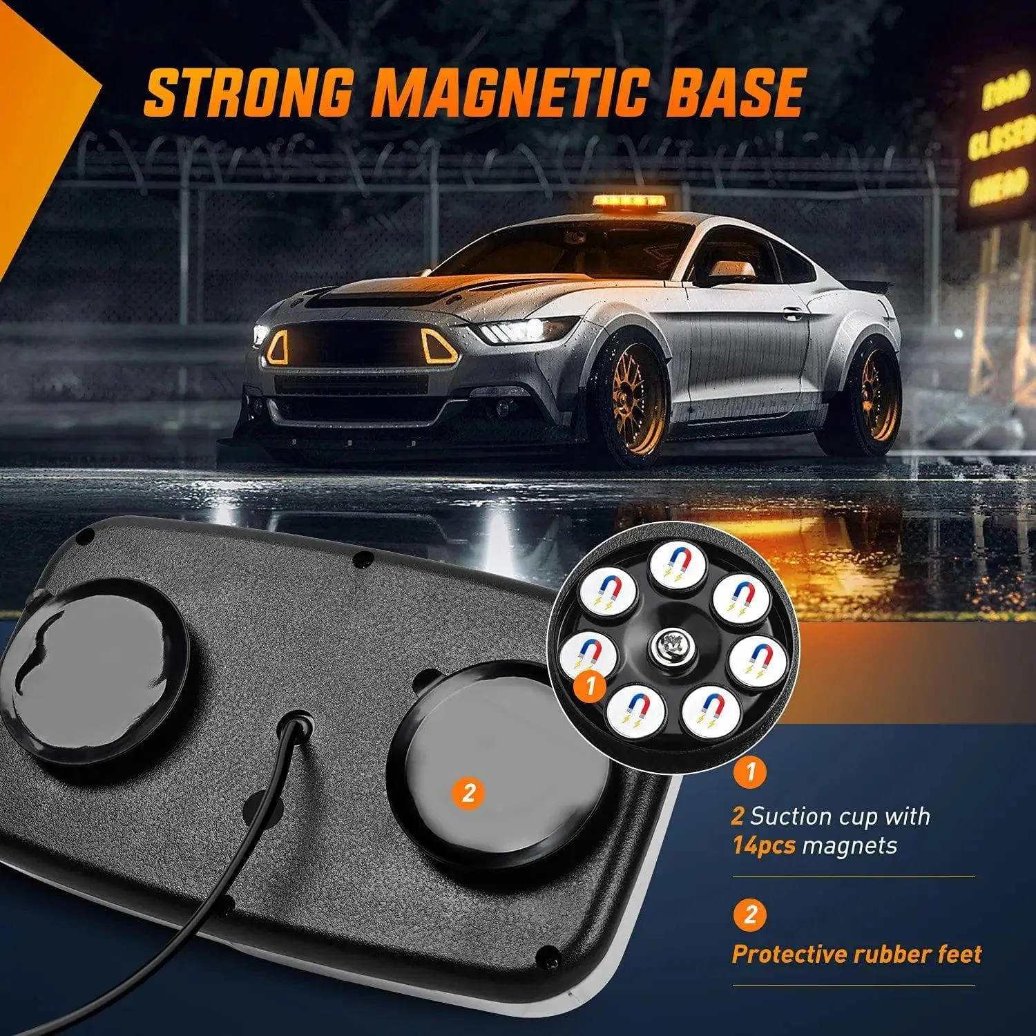 12 Inch 48 Leds Roof Top Amber Emergency Strobe Light