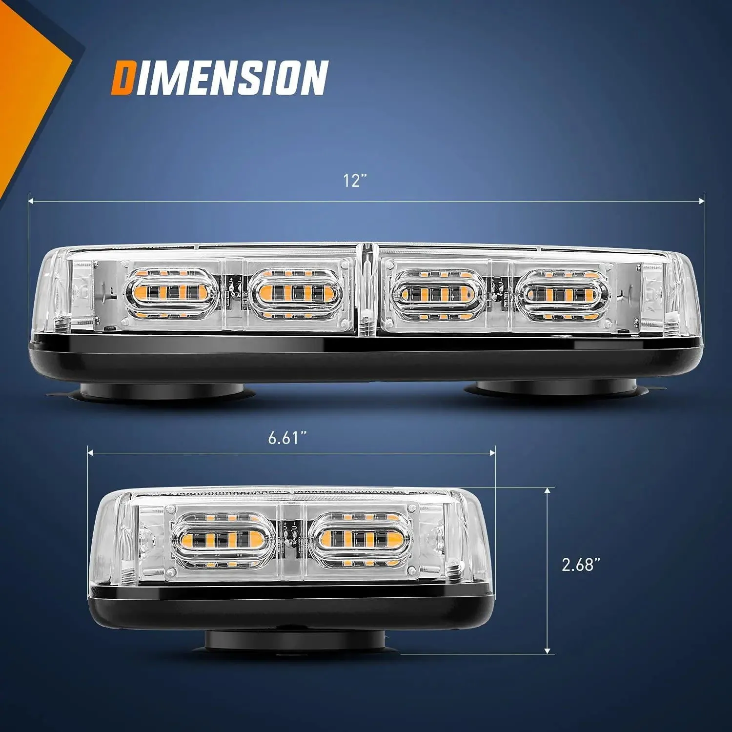 12 Inch 48 Leds Roof Top Amber Emergency Strobe Light