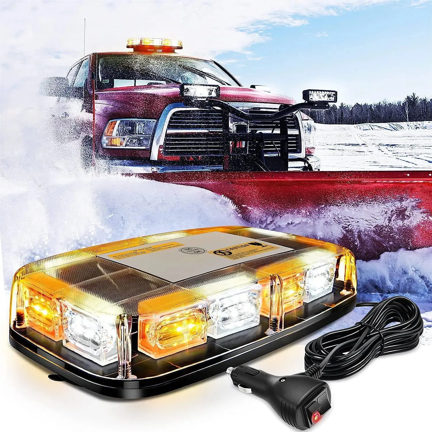 12 Inch 48 Leds Roof Top Amber Mix White Emergency Strobe Light
