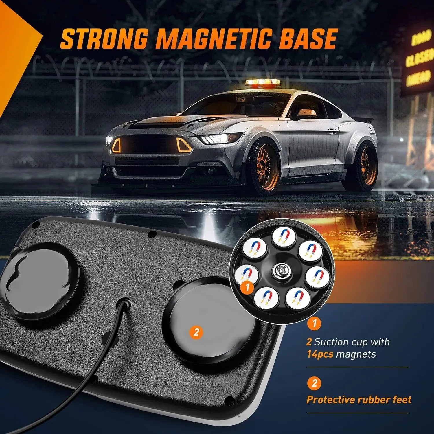 12 Inch 48 Leds Roof Top Amber Mix White Emergency Strobe Light
