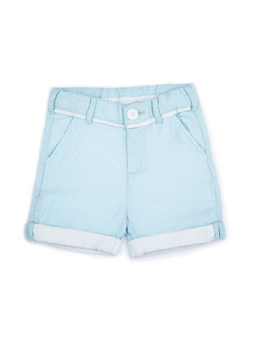 2-Piece Cactus print Shirt & Sky Blue Oxford Shorts Set