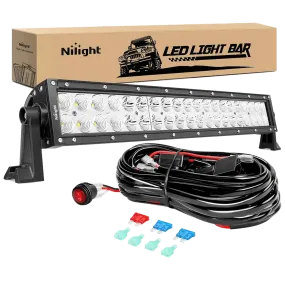 22 Inch 120W Double Row Spot Flood LED Light Bar | 16AWG Wire 3Pin Switch