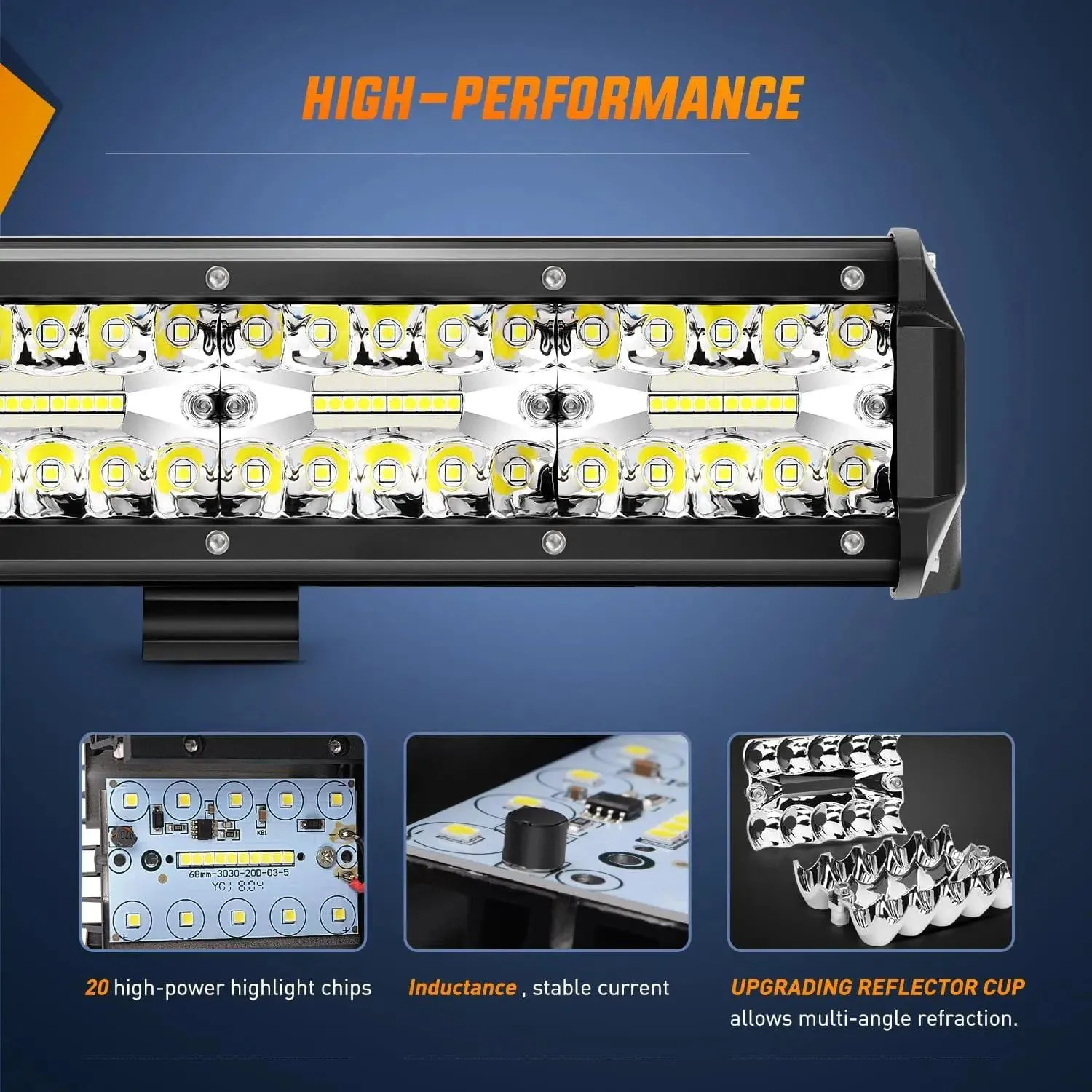 26 Inch 540W Triple Row Spot Flood LED Light Bar
