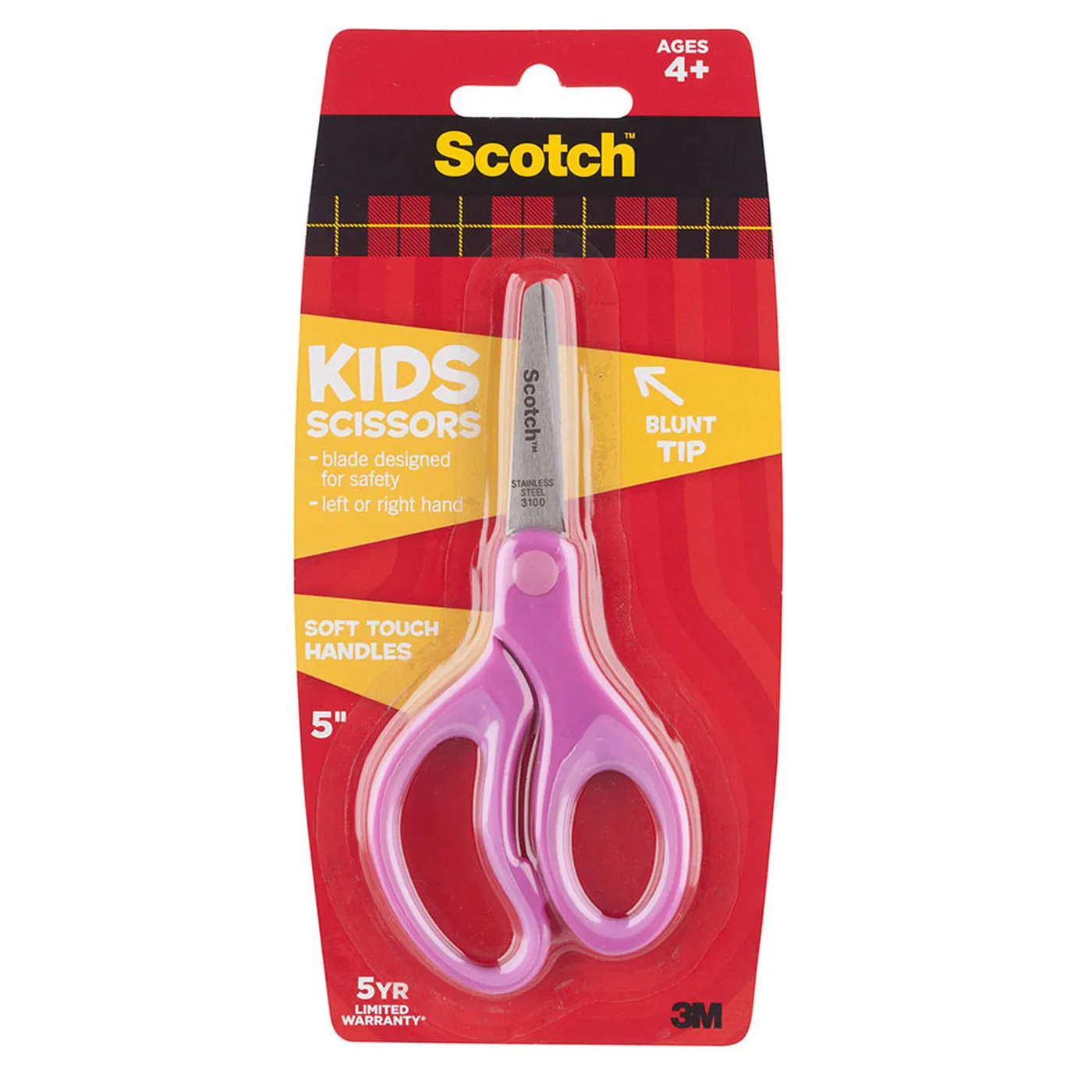 3M Scotch Kids Soft Grip Scissors 1442B 5 Inch Pink/Purple