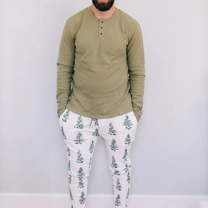 Adult's Organic Holiday Jogger & Cap Set in Under The Tree