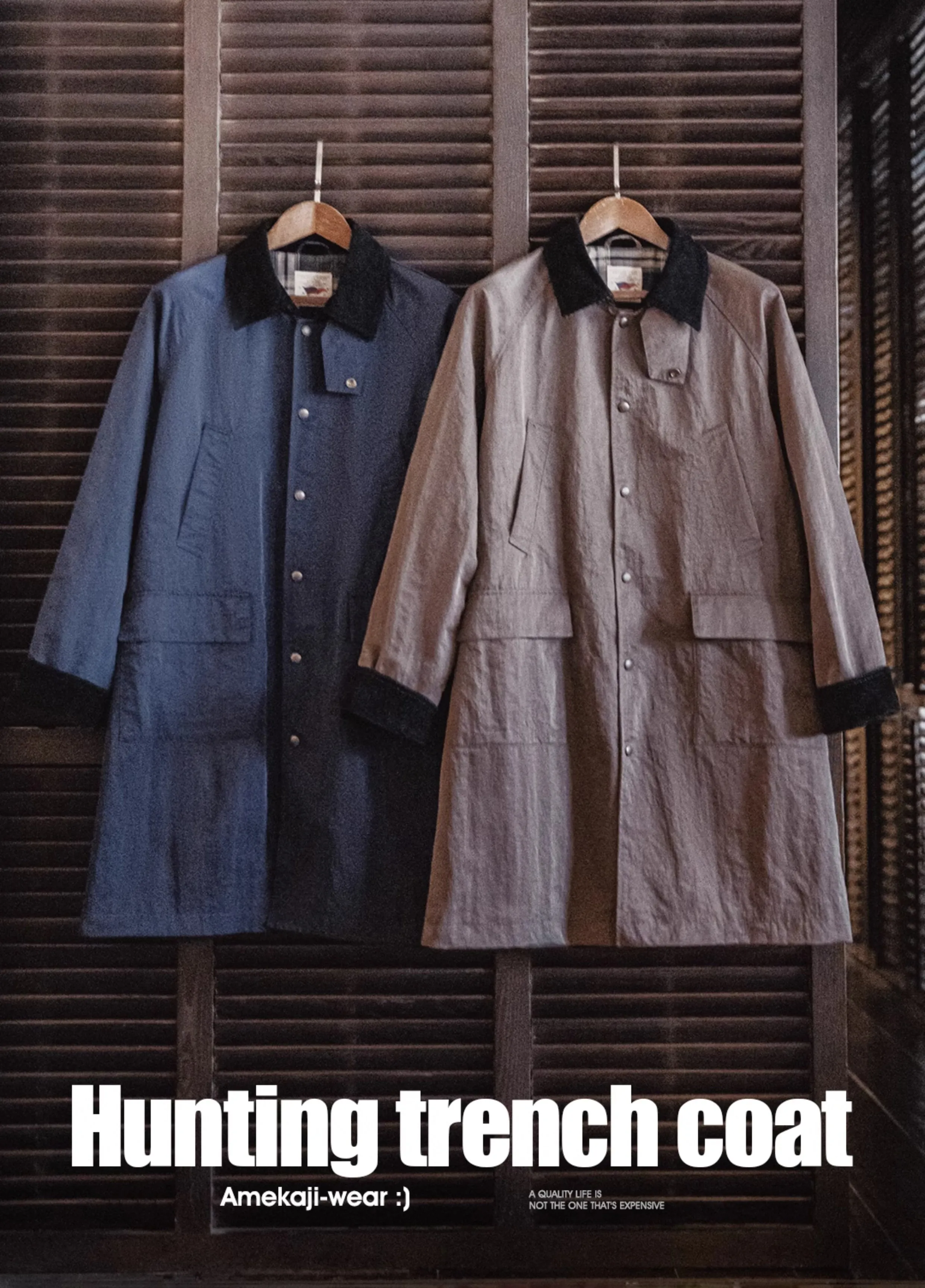 American Retro Oversize Hunting Windbreaker Mid-Length Men's Jacket