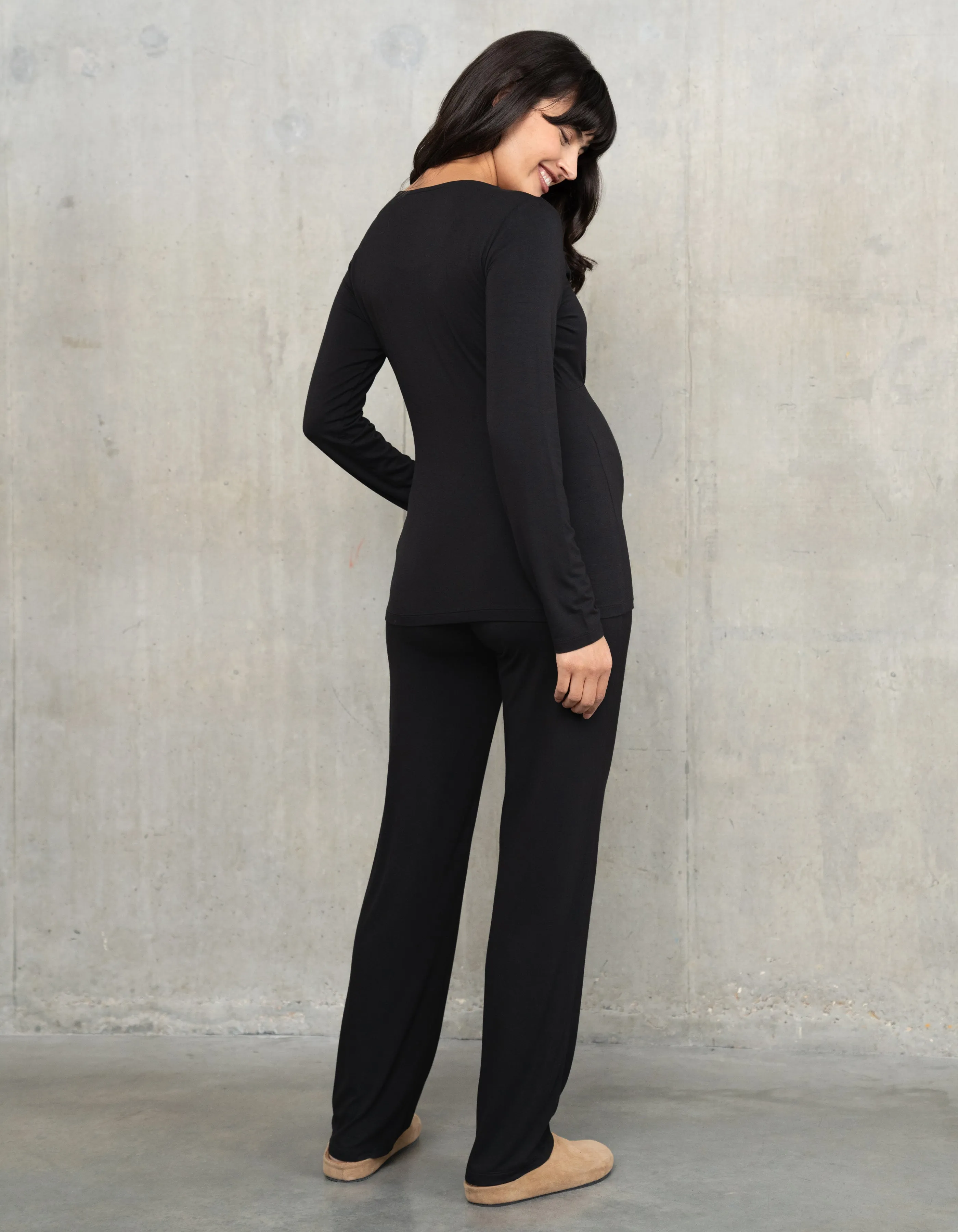 Black Bamboo Lounge Maternity Pyjamas