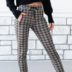 Comfy Plaid Print Dress Pant