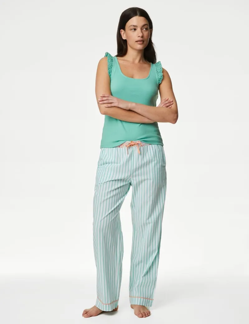 Cotton Rich Ribbed Broderie Trim Vest