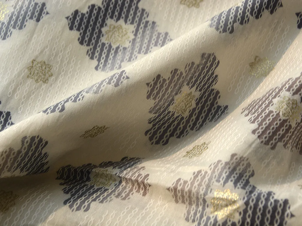 Cream Multicolor Motifs Pure Mul Mul Cotton Fabric
