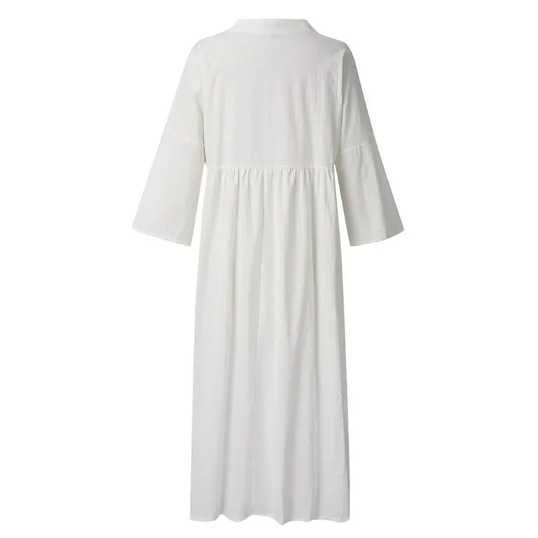 Dresses for Women Summer Long Sleeve Dress Loose A Line Solid Color Sundress Dress for Women    B98745