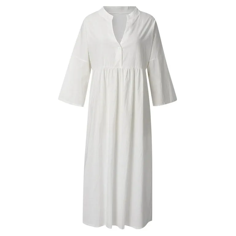 Dresses for Women Summer Long Sleeve Dress Loose A Line Solid Color Sundress Dress for Women    B98745