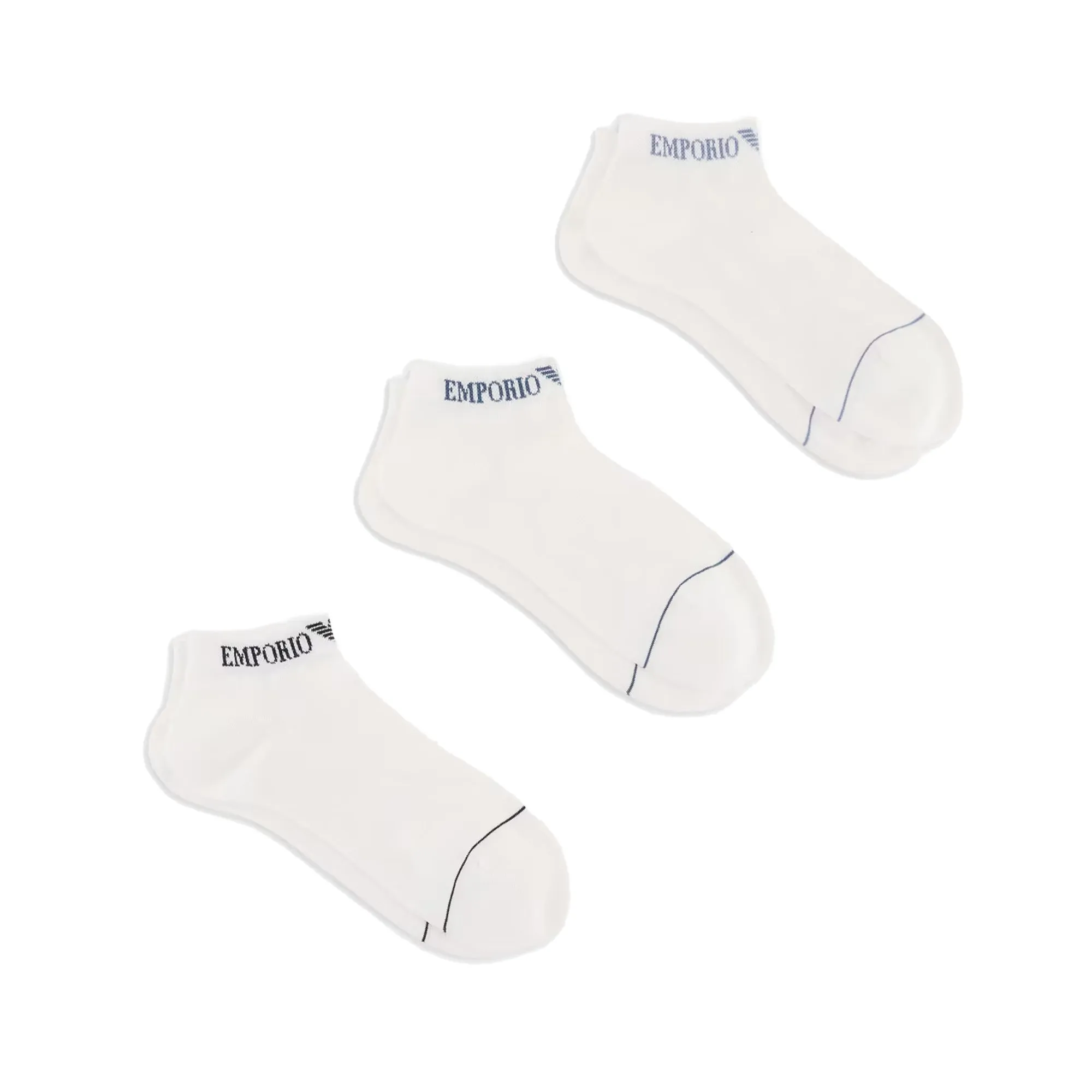 Emporio Armani 3 Pack Knitted Logo Trainer Socks White
