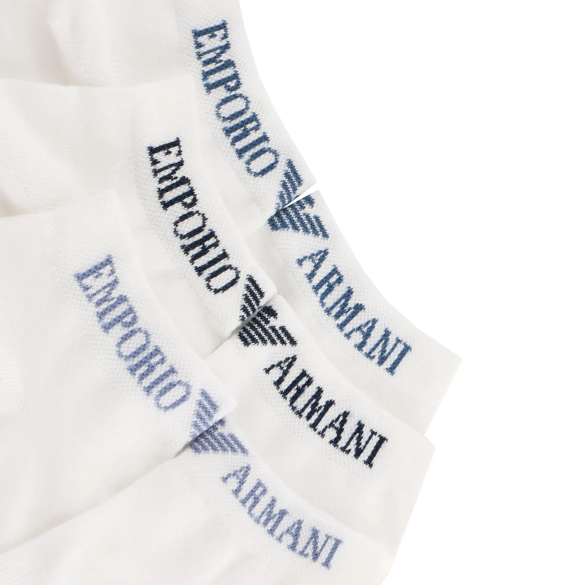 Emporio Armani 3 Pack Knitted Logo Trainer Socks White