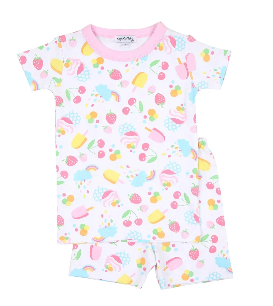 Magnolia Baby Little Girls Pink Summer Treats & Fruits Short Pajamas