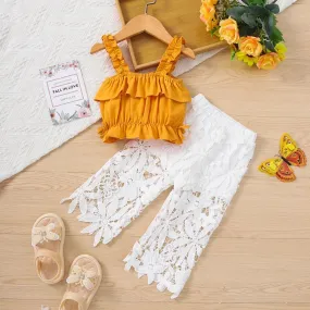 Ruched Cami   Guipure Lace Pants Set