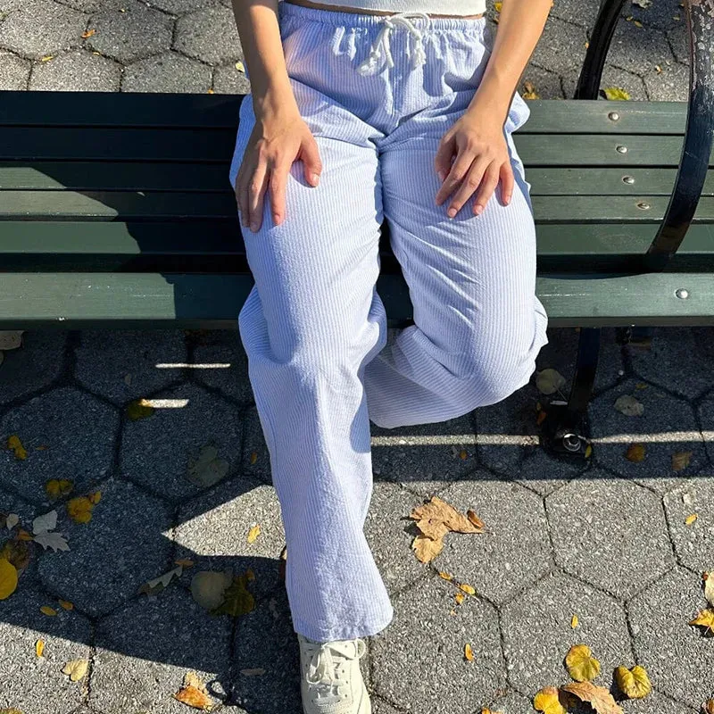 Vintage Striped Loose Pants Comfy Sleepwear