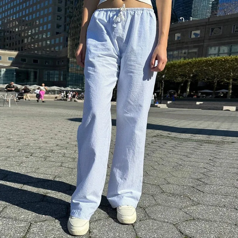 Vintage Striped Loose Pants Comfy Sleepwear